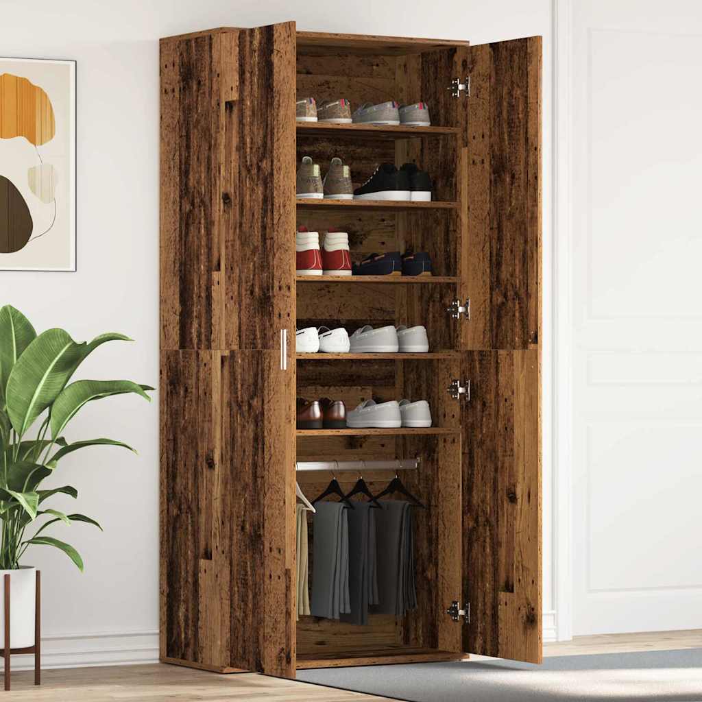 Sko skab 80 x 39 x 178 cm Konstrueret træ Gammelt træ
