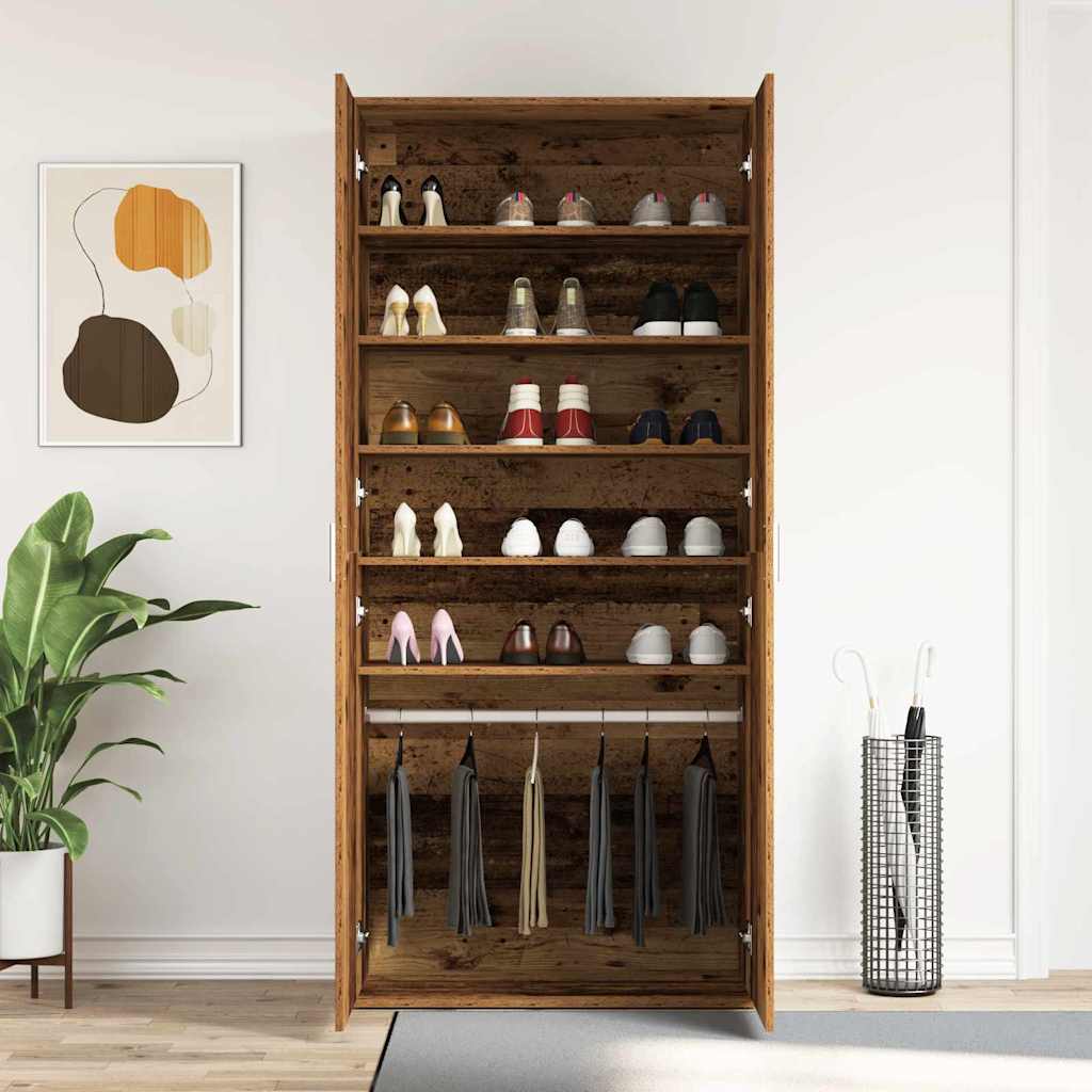 Sko skab 80 x 39 x 178 cm Konstrueret træ Gammelt træ
