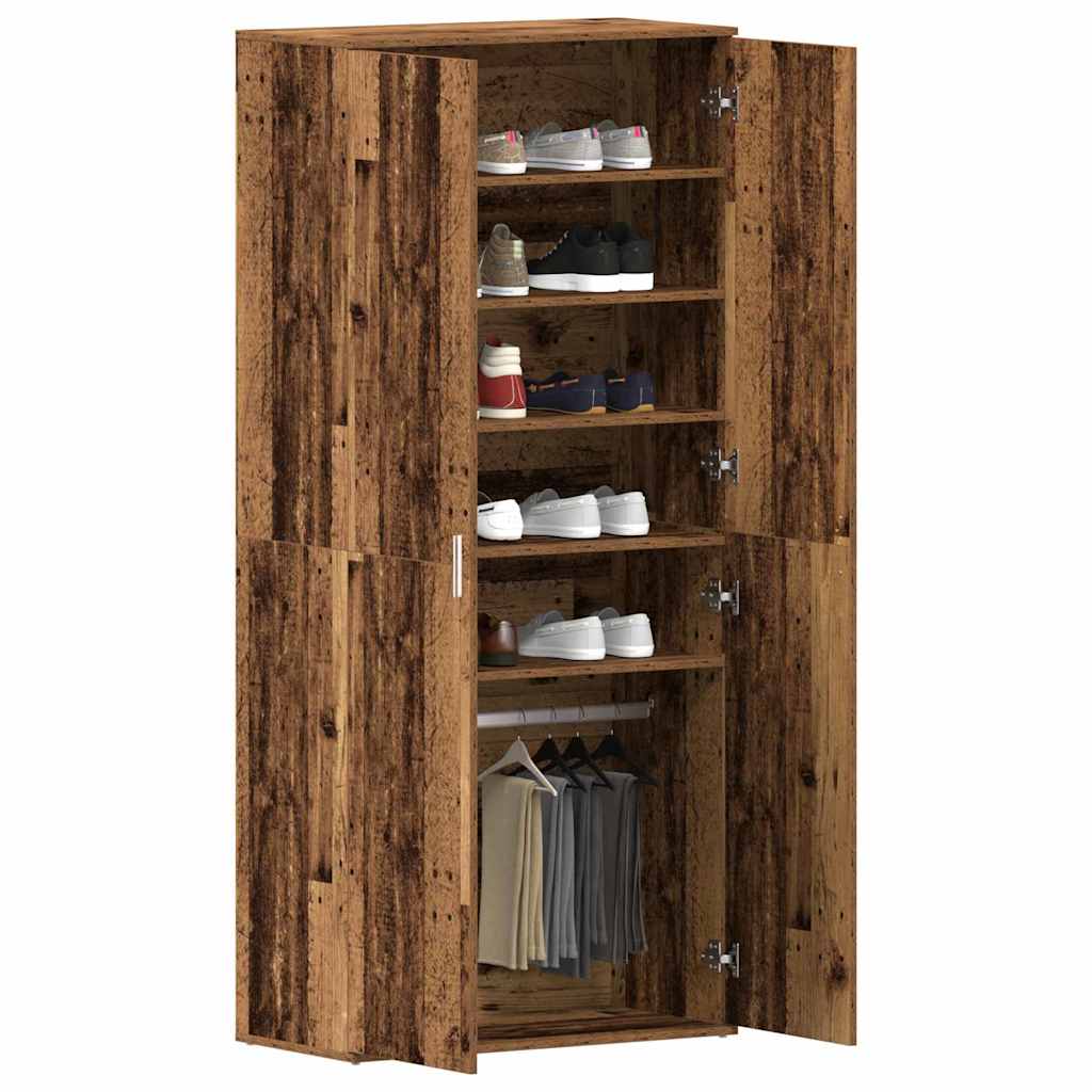 Sko skab 80 x 39 x 178 cm Konstrueret træ Gammelt træ