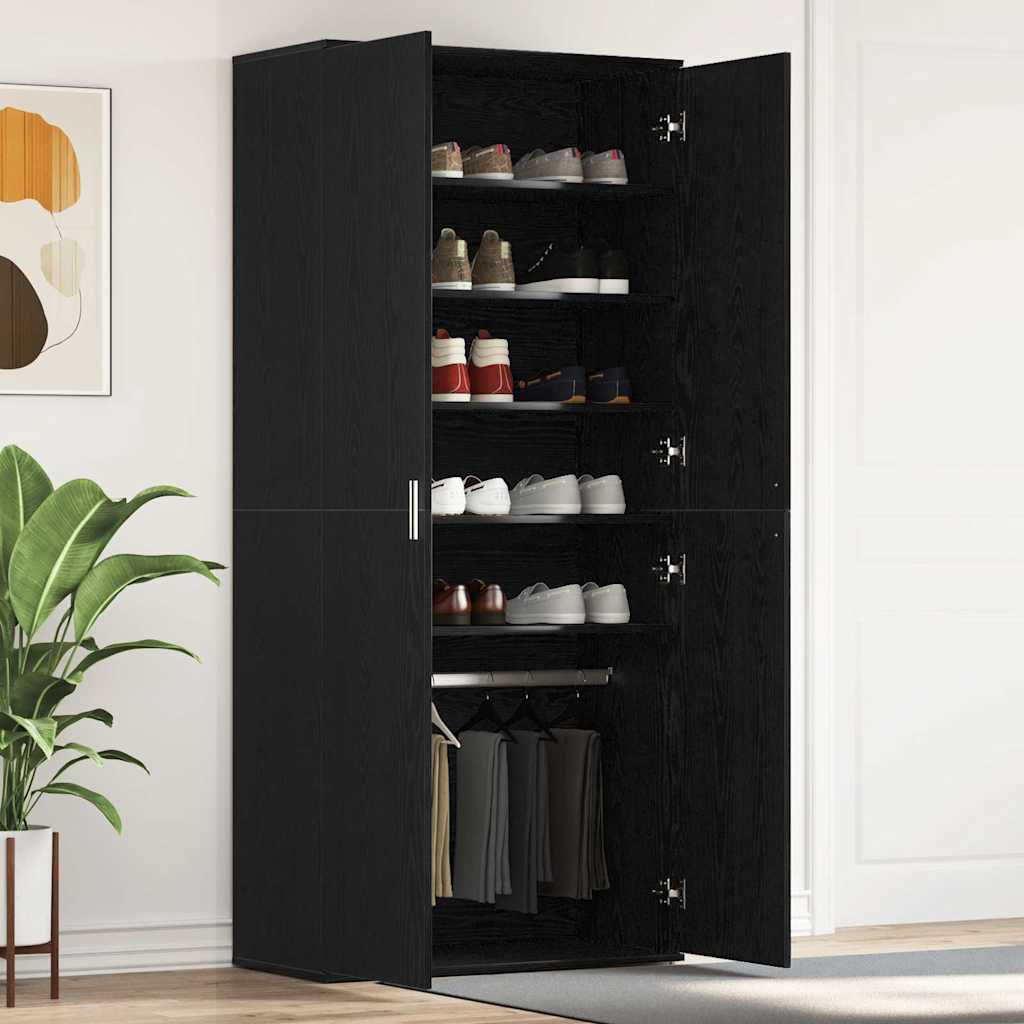 Sko skab 80 x 39 x 178 cm Konstrueret træ Sort eg
