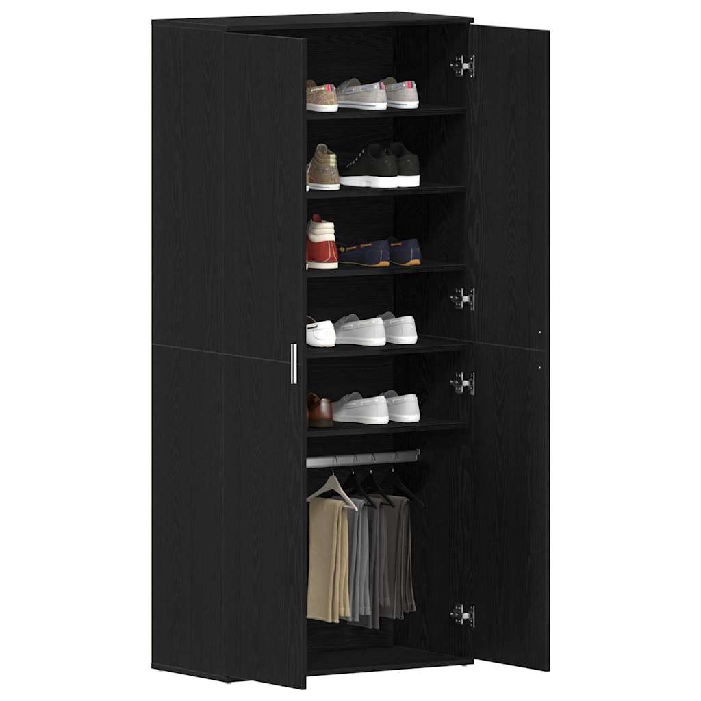 Sko skab 80 x 39 x 178 cm Konstrueret træ Sort eg