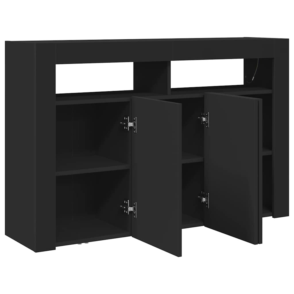 Sideboard Sort 116 x 30 x 75 cm Konstrueret træ