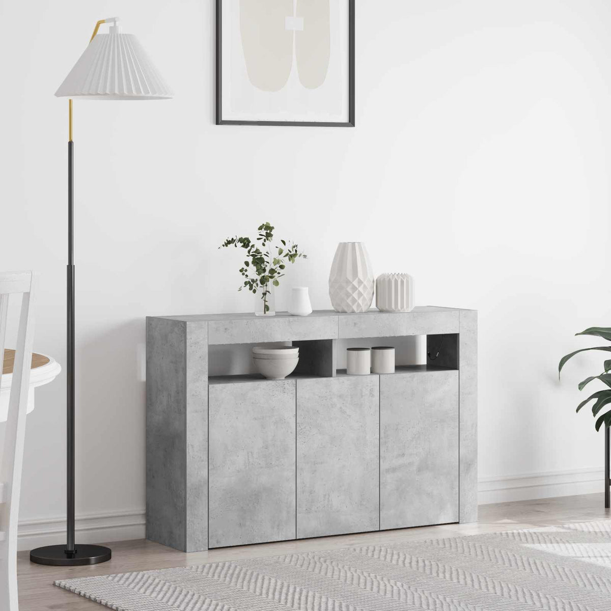 Sideboard Beton Grå 116 x 30 x 75 cm Konstrueret træ