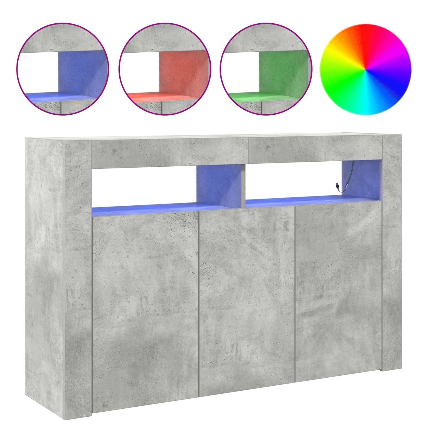 Sideboard Beton Grå 116 x 30 x 75 cm Konstrueret træ
