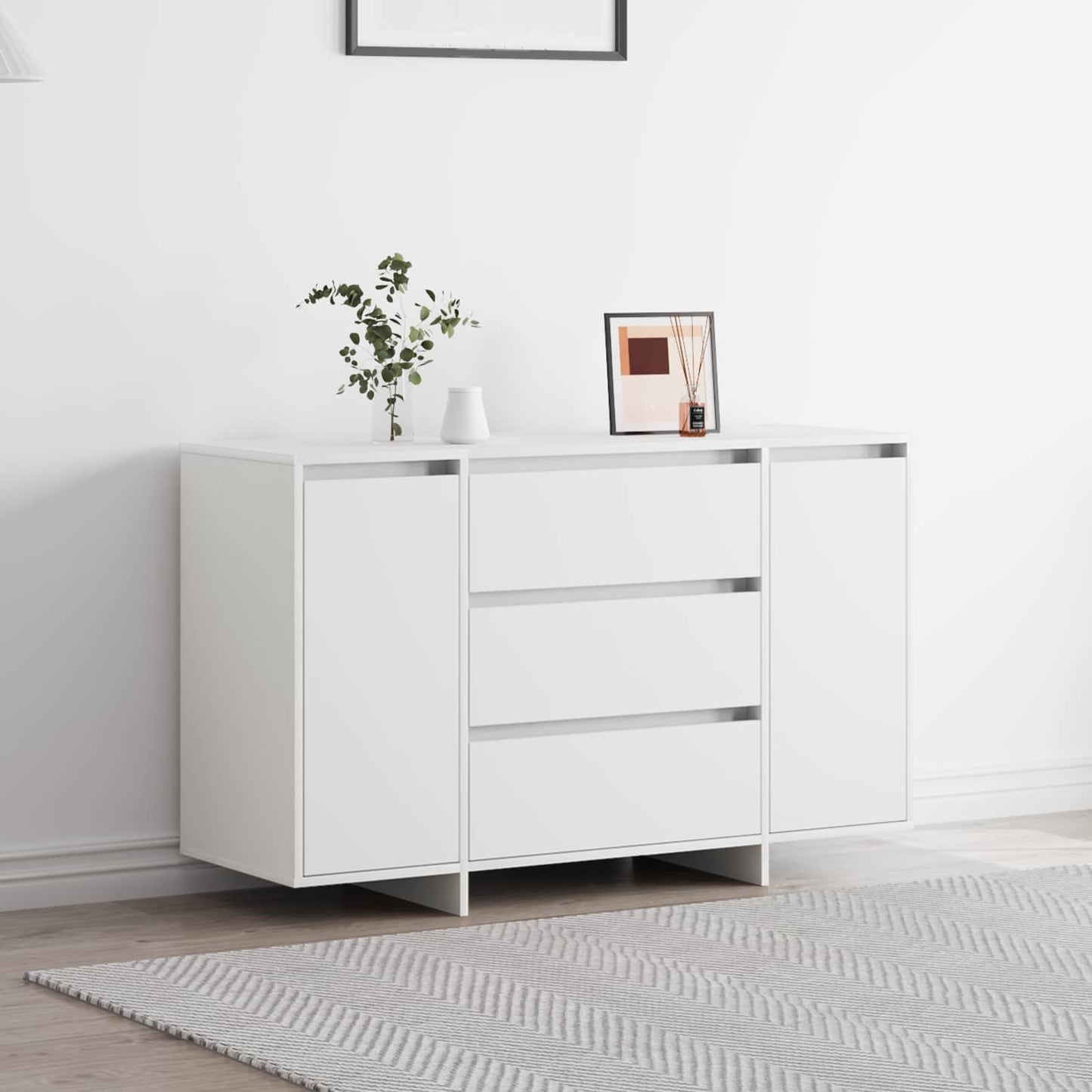 Sideboard med skuffe Hvid 120 x 41 x 75 cm Konstrueret træ