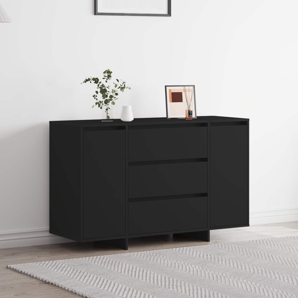 Sideboard Sort 120 x 41 x 75 cm Konstrueret træ