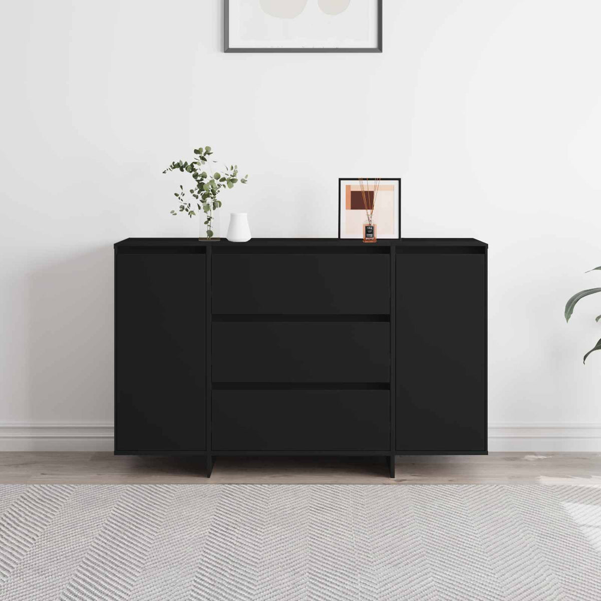 Sideboard Sort 120 x 41 x 75 cm Konstrueret træ
