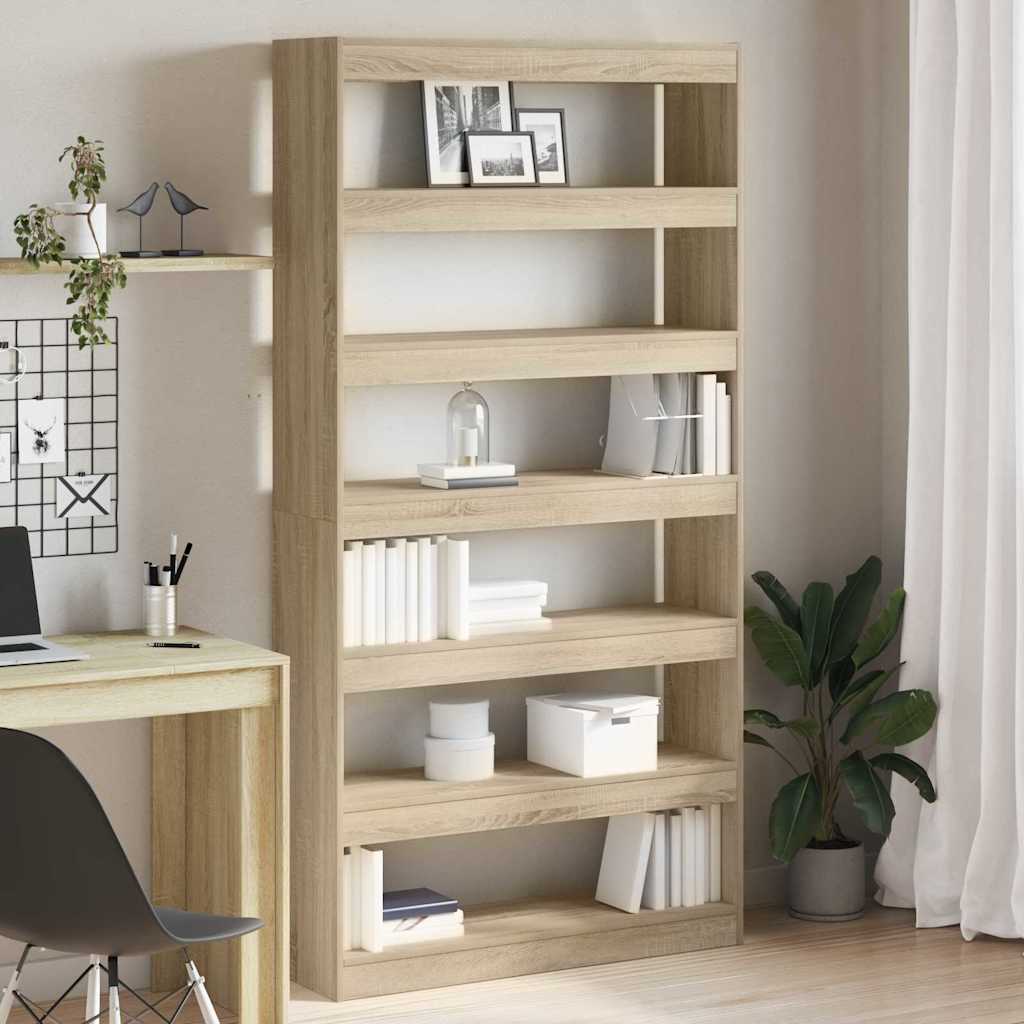 Bogskab 6 niveauer 100 x 30 x 198 cm Konstrueret træ Sonoma eg