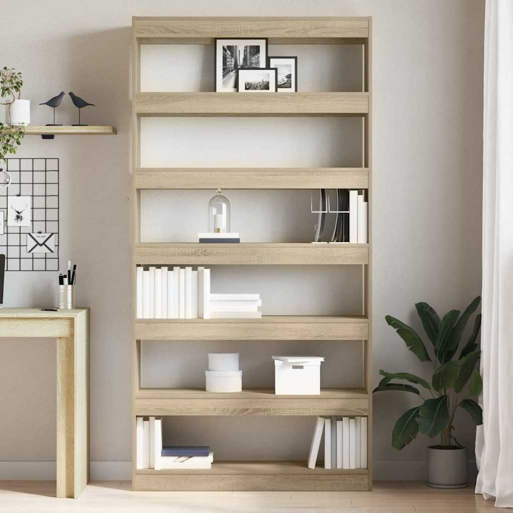Bogskab 6 niveauer 100 x 30 x 198 cm Konstrueret træ Sonoma eg