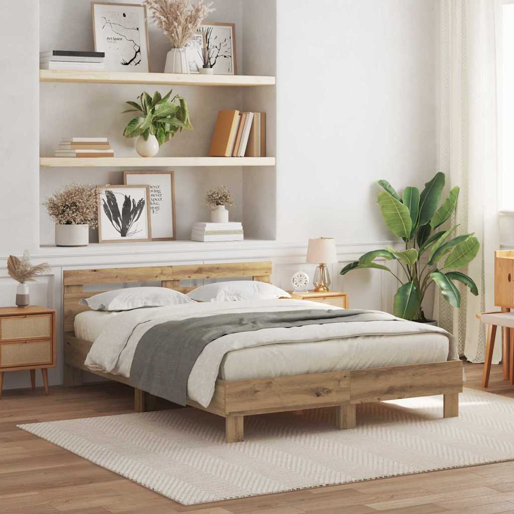 Sengestel Artisan Egetræ 150 x 200 cm Konstrueret træ