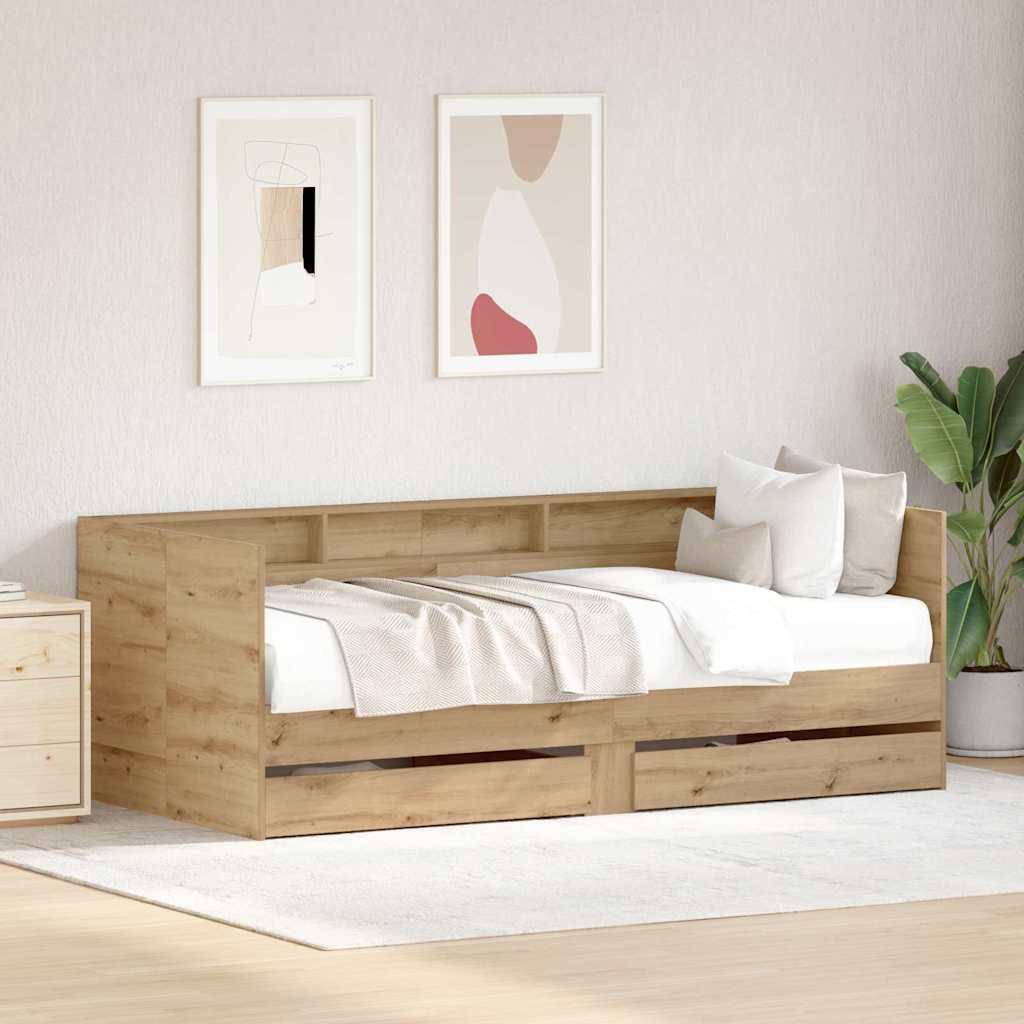 Daybed med skuffe Artisan Egetræ 100 x 200 cm Konstrueret træ