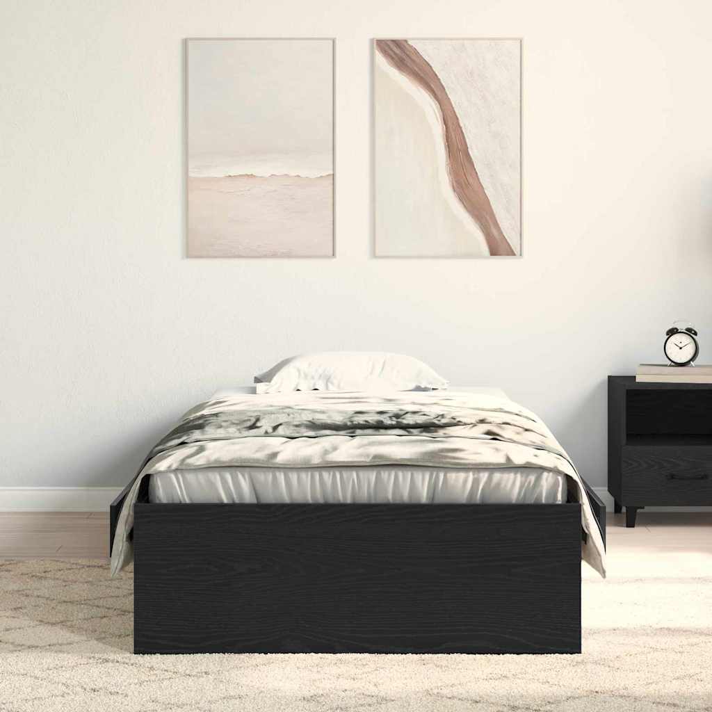 Sengestel med skuffe Sort eg 90 x 190 cm Konstrueret træ