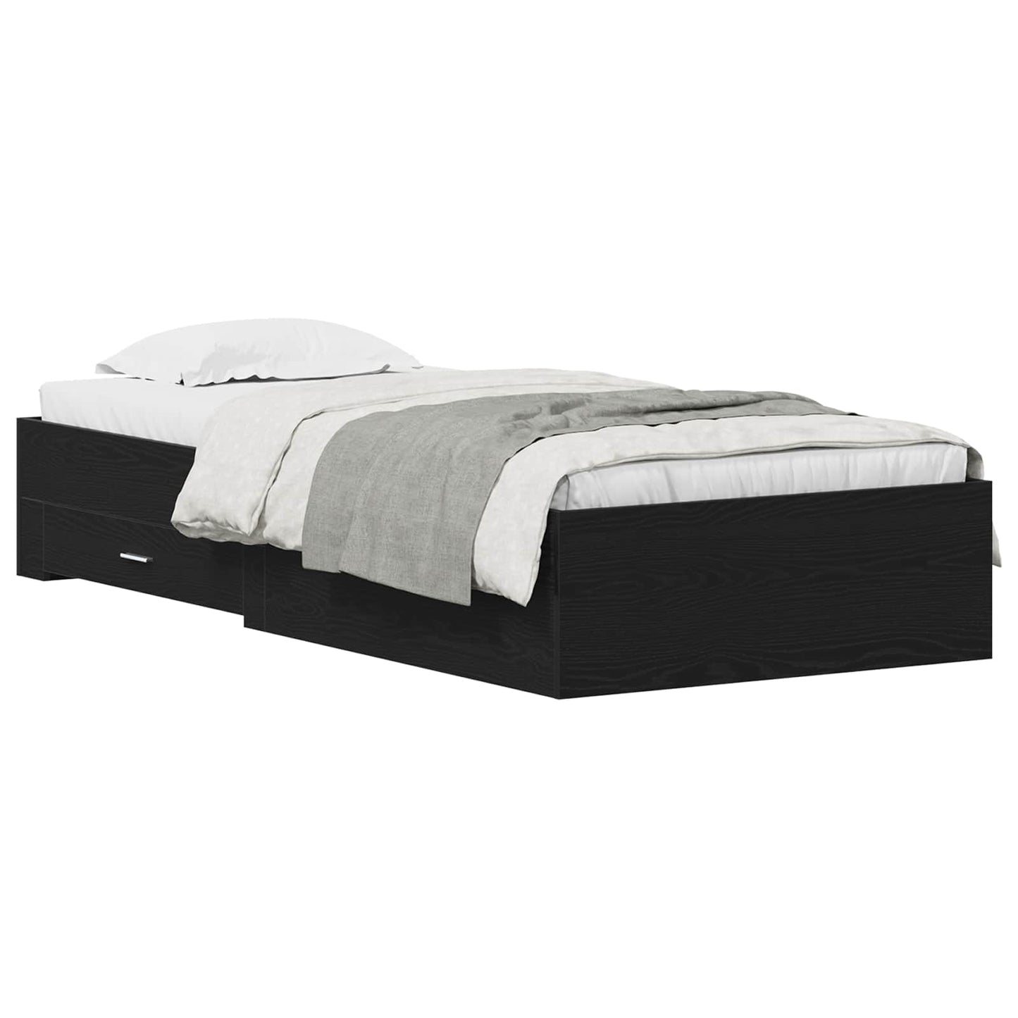 Sengestel med skuffe Sort eg 90 x 190 cm Konstrueret træ