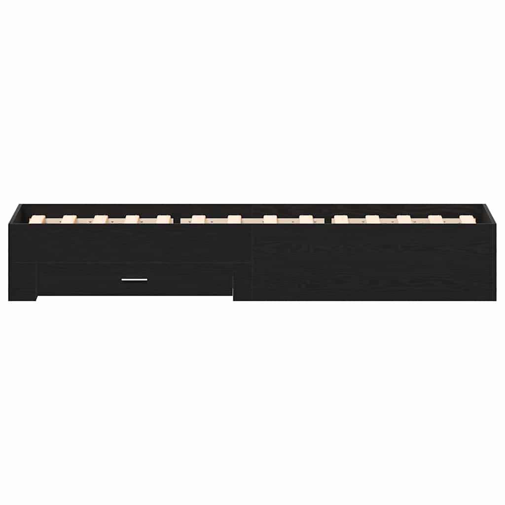 Sengestel med skuffe Sort eg 90 x 190 cm Konstrueret træ