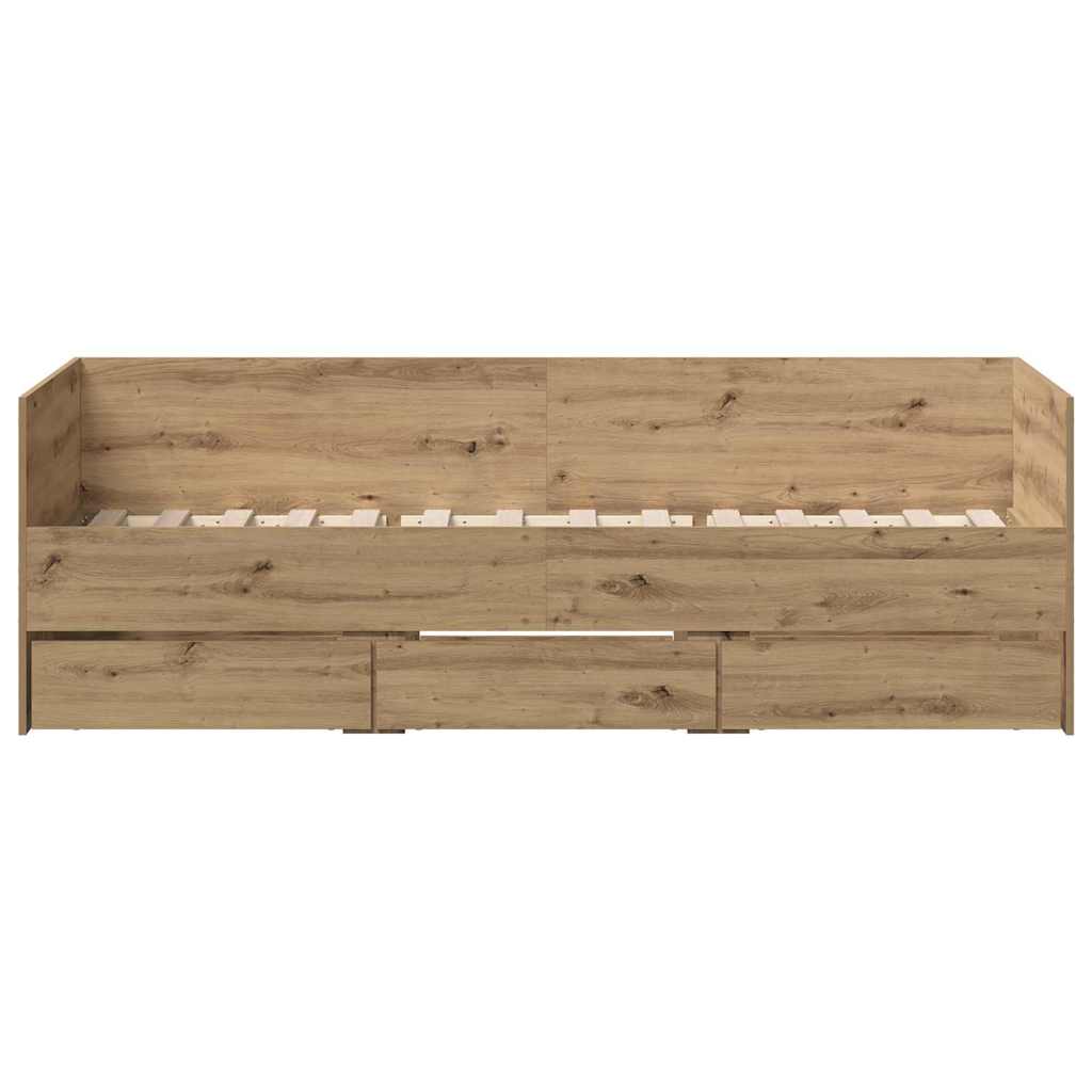 Daybed med skuffe Artisan Egetræ 90 x 200 cm Konstrueret træ