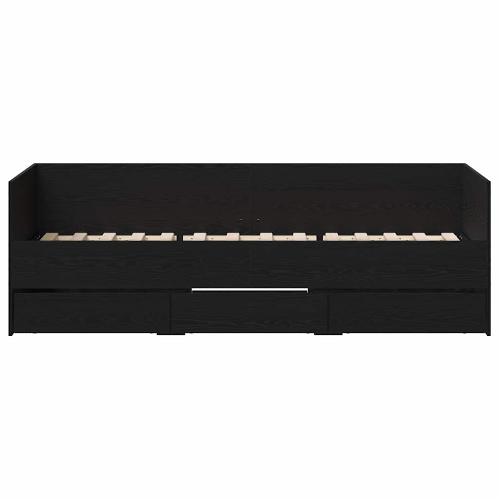 Daybed med skuffe Sort eg 90 x 200 cm Konstrueret træ