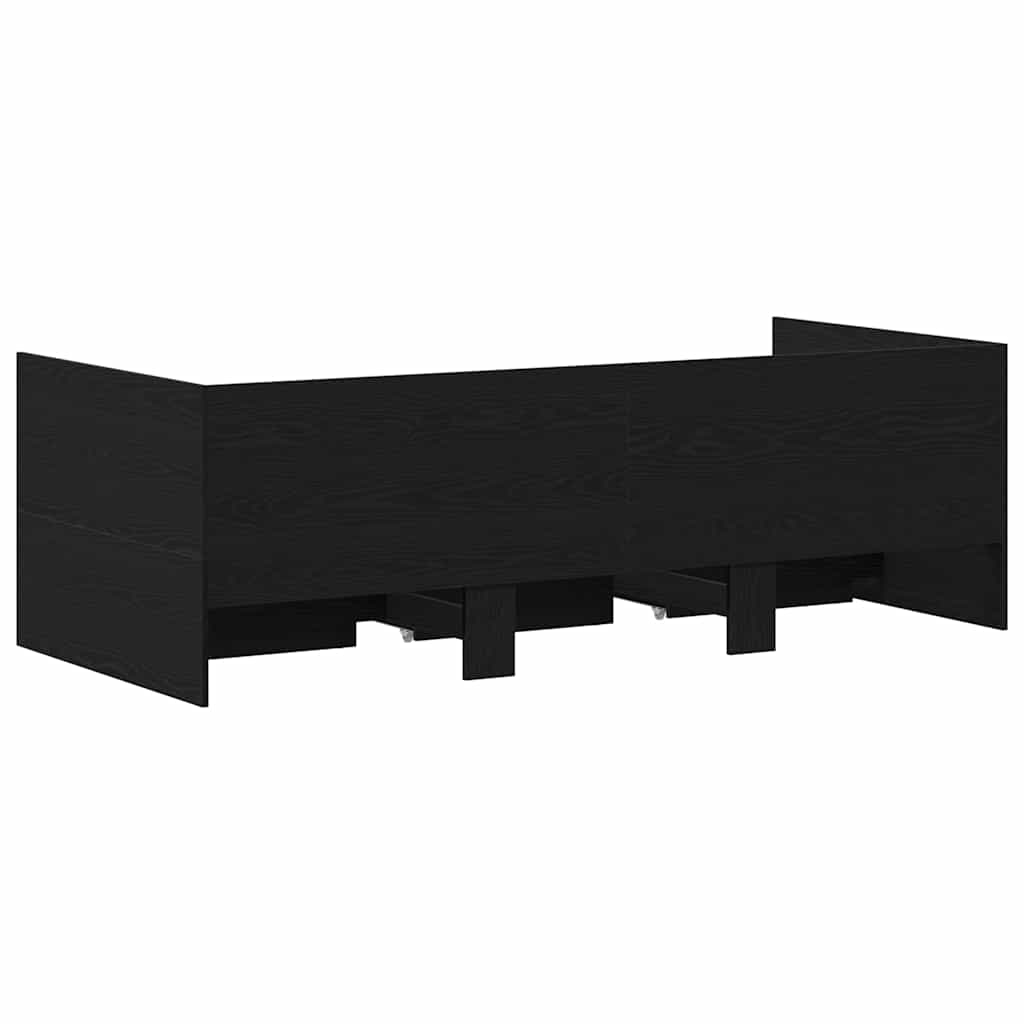 Daybed med skuffe Sort eg 90 x 190 cm Konstrueret træ