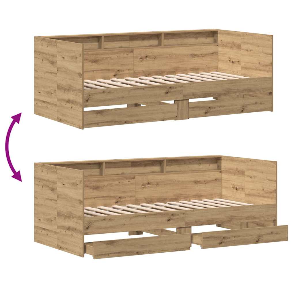 Daybed med skuffe Artisan Egetræ 75 x 190 cm Konstrueret træ