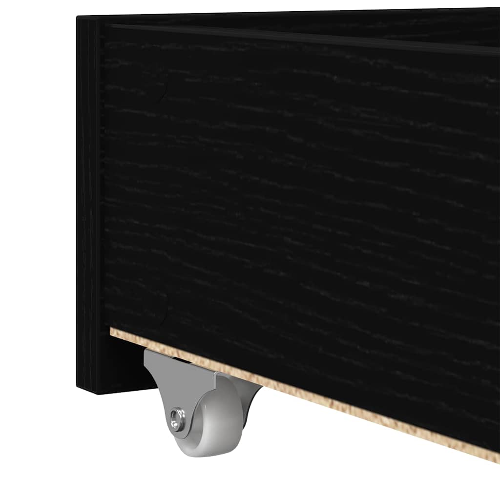 Daybed med skuffe med hylde Sort eg 75 x 190 cm Konstrueret træ