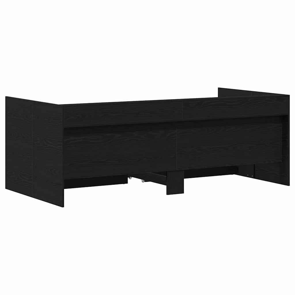 Daybed med skuffe med hylde Sort eg 75 x 190 cm Konstrueret træ