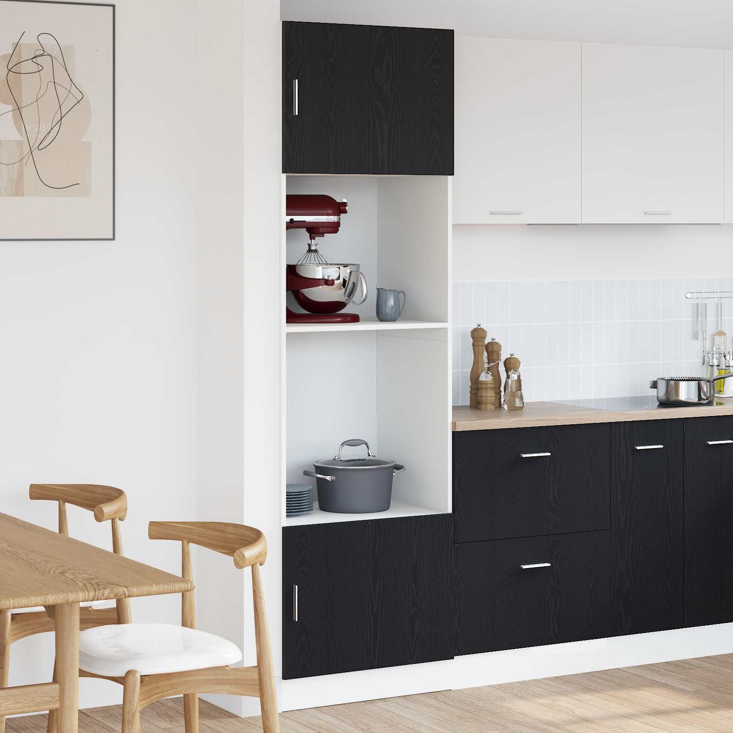 Hængeskab Sort eg 60 x 57 x 207 cm Konstrueret træ