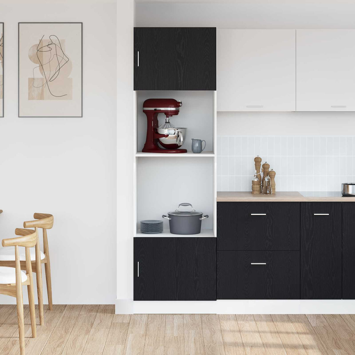 Hængeskab Sort eg 60 x 57 x 207 cm Konstrueret træ