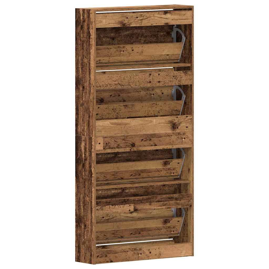 Sko skab 80 x 21 x 163,5 cm Konstrueret træ Gammelt træ
