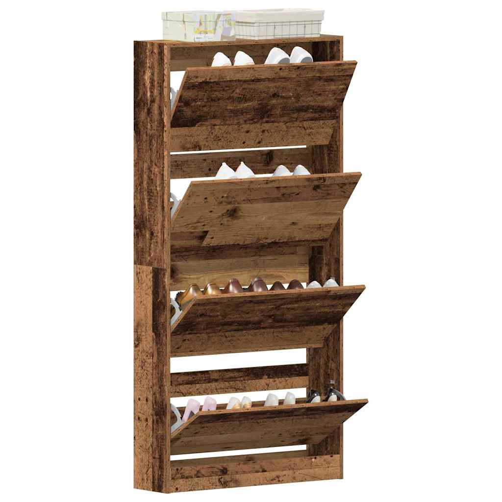 Sko skab 80 x 21 x 163,5 cm Konstrueret træ Gammelt træ