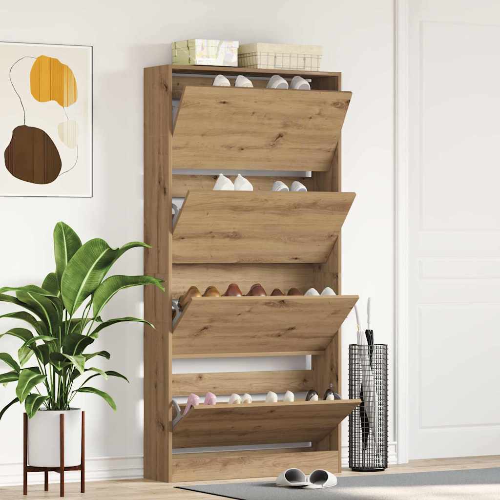 Sko skab 80 x 21 x 163,5 cm Konstrueret træ Artisan Egetræ