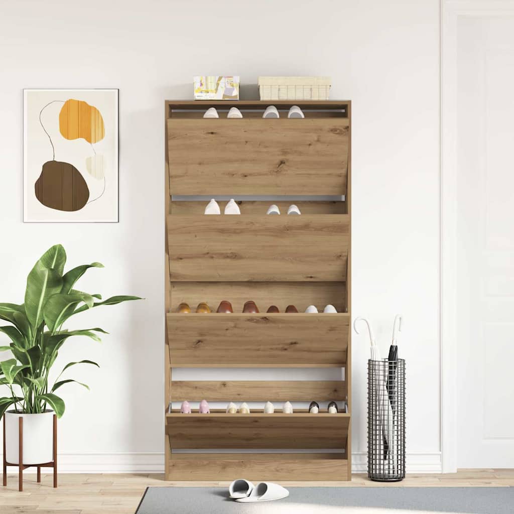 Sko skab 80 x 21 x 163,5 cm Konstrueret træ Artisan Egetræ