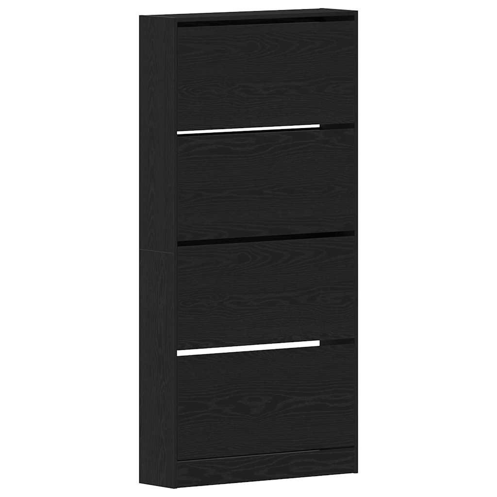 Sko skab 80 x 21 x 163,5 cm Konstrueret træ Sort eg