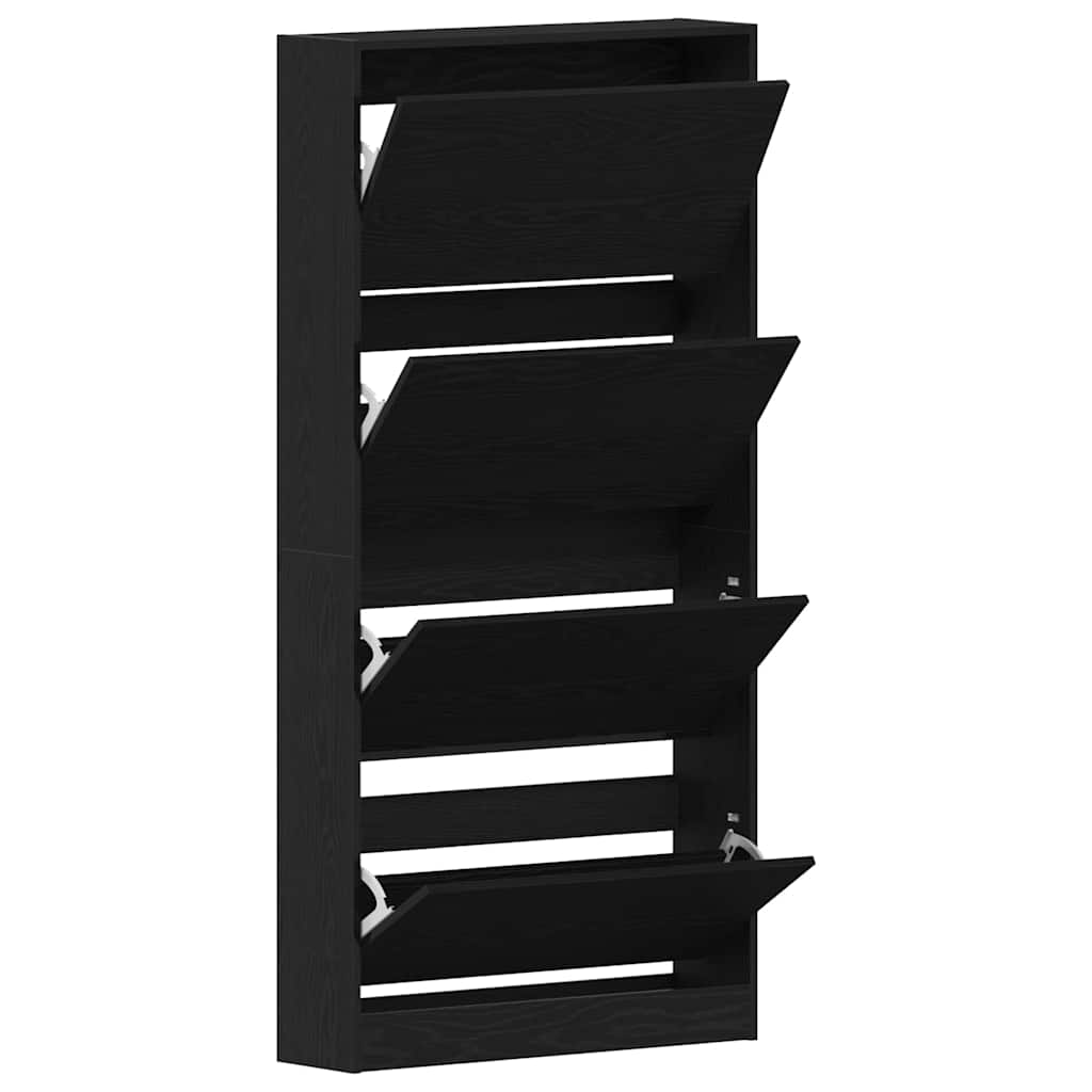 Sko skab 80 x 21 x 163,5 cm Konstrueret træ Sort eg