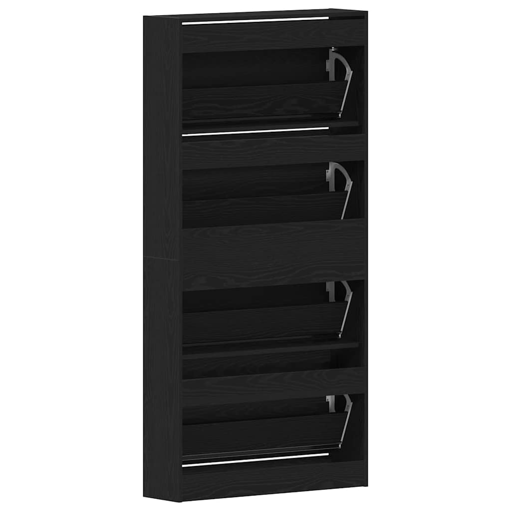 Sko skab 80 x 21 x 163,5 cm Konstrueret træ Sort eg