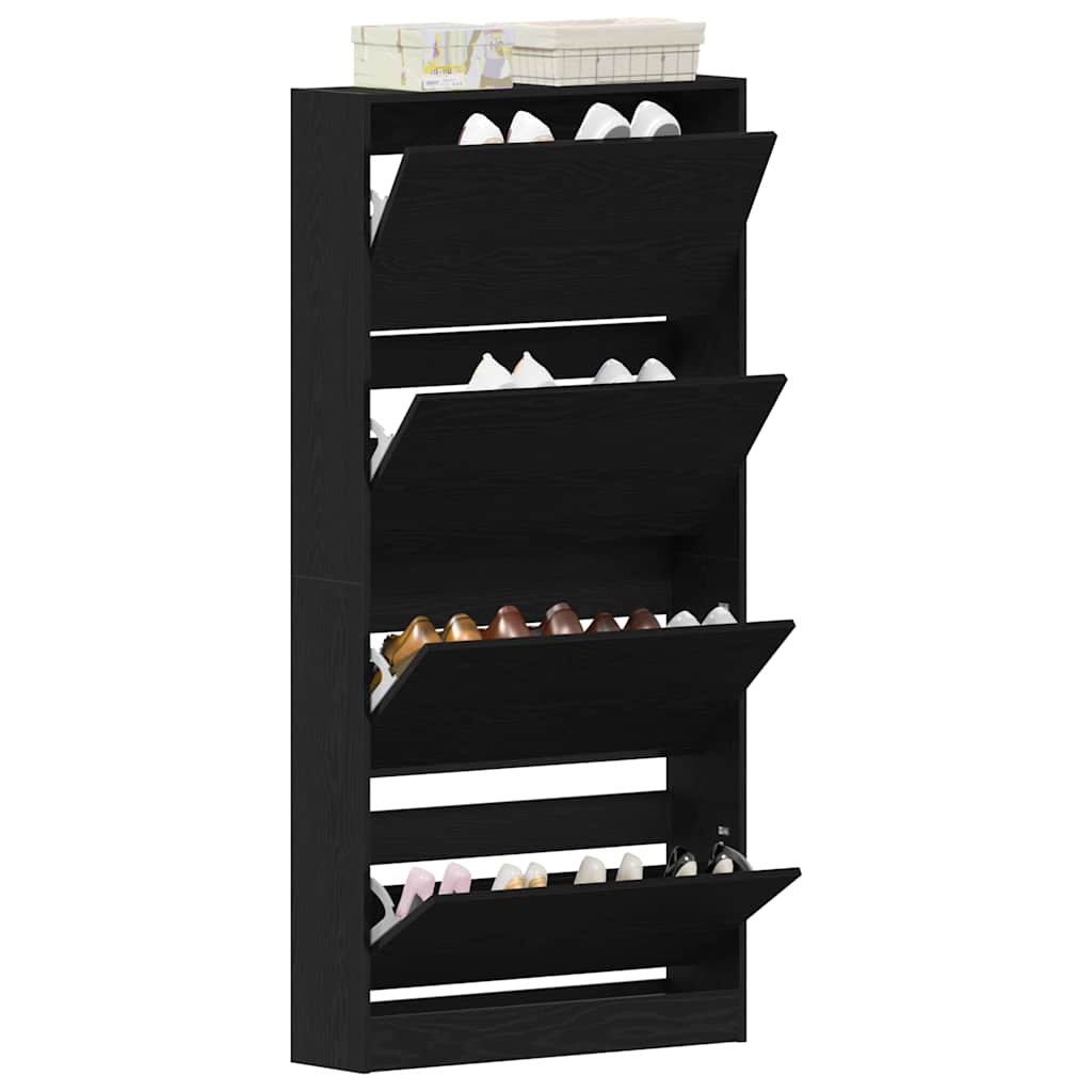 Sko skab 80 x 21 x 163,5 cm Konstrueret træ Sort eg