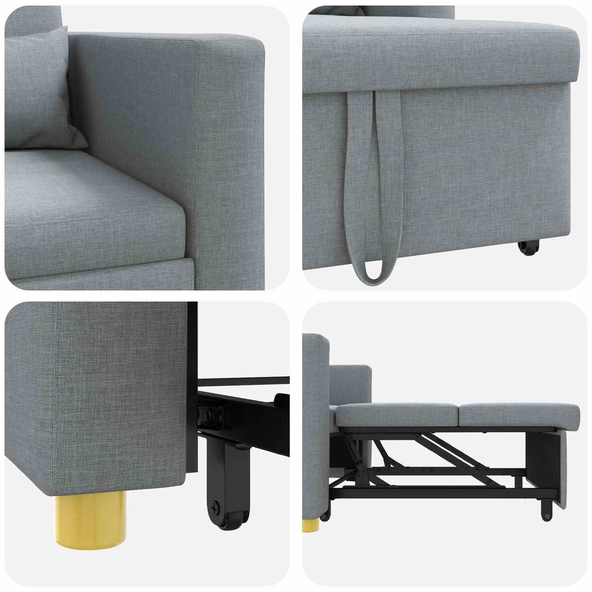 Utrækkelig sovesofa enkelt Lysegrå 90 x 165 x 87 cm Stof
