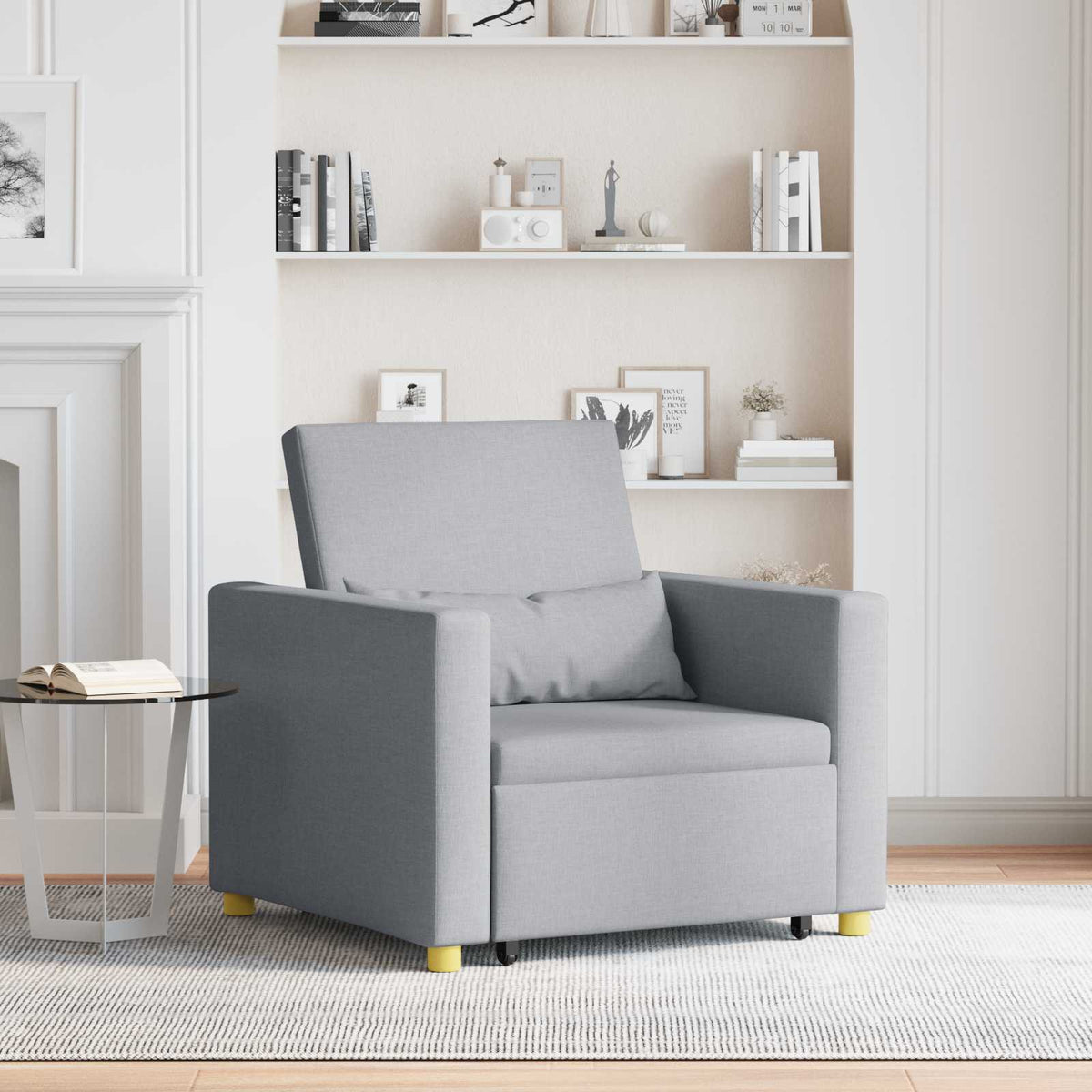 Utrækkelig sovesofa enkelt Lysegrå 90 x 165 x 87 cm Stof