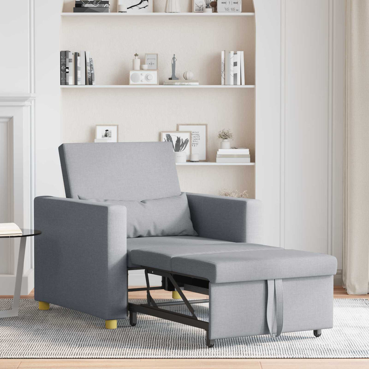 Utrækkelig sovesofa enkelt Lysegrå 90 x 165 x 87 cm Stof