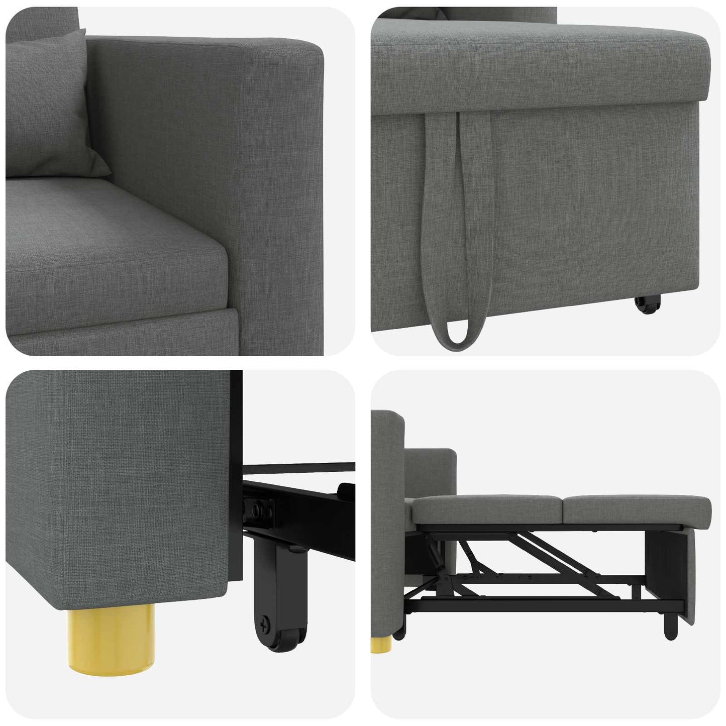 Utrækkelig sovesofa enkelt Mørkegrå 90 x 165 x 87 cm Stof