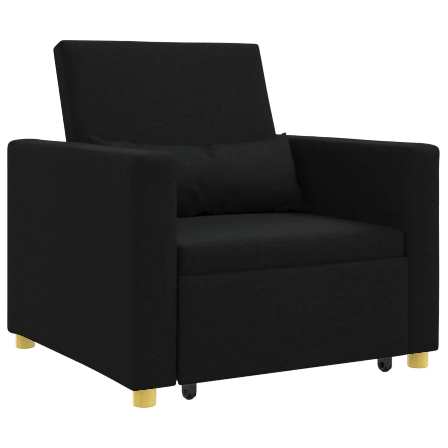 Utrækkelig sovesofa enkelt med hjul Sort 90 x 165 x 87 cm Stof