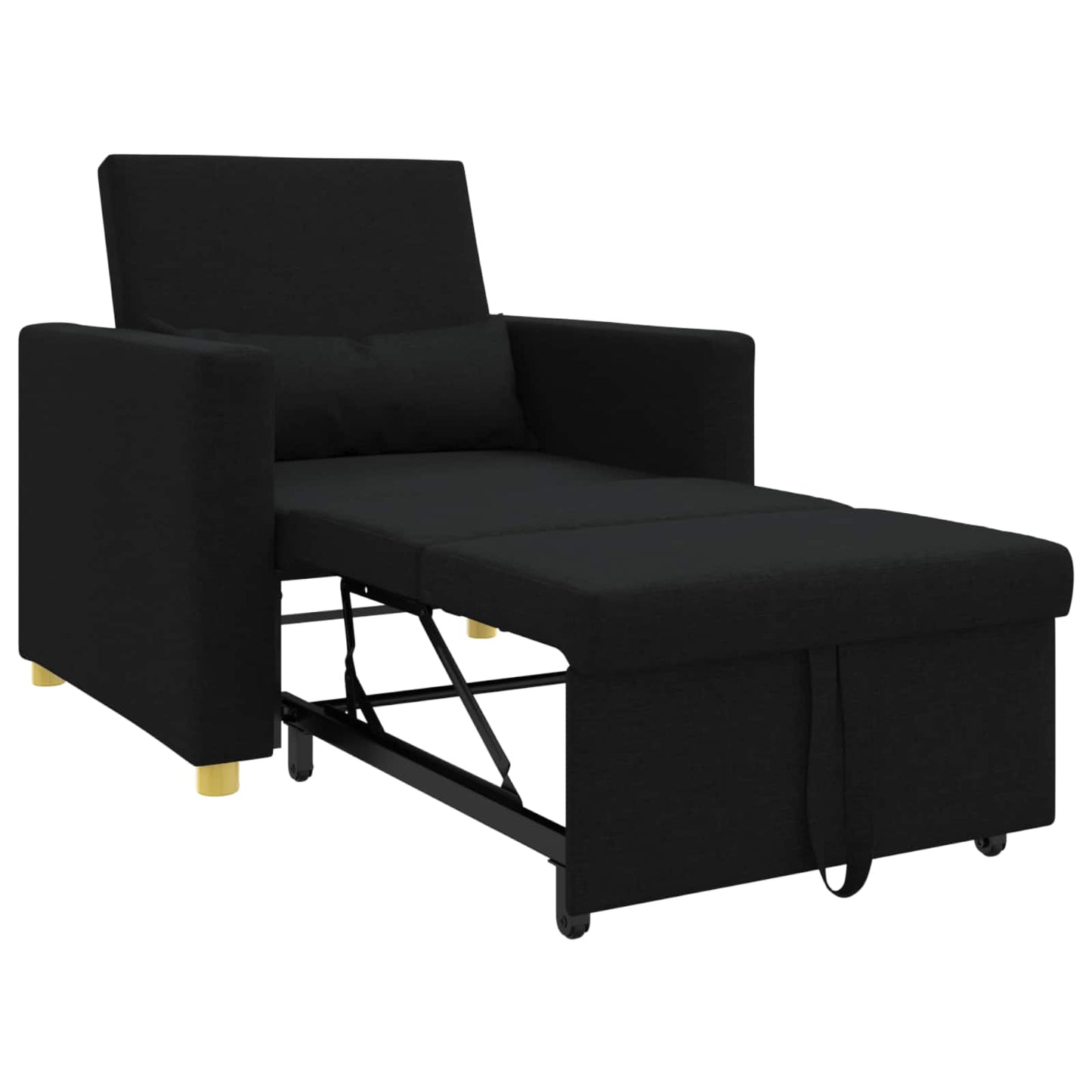 Utrækkelig sovesofa enkelt med hjul Sort 90 x 165 x 87 cm Stof