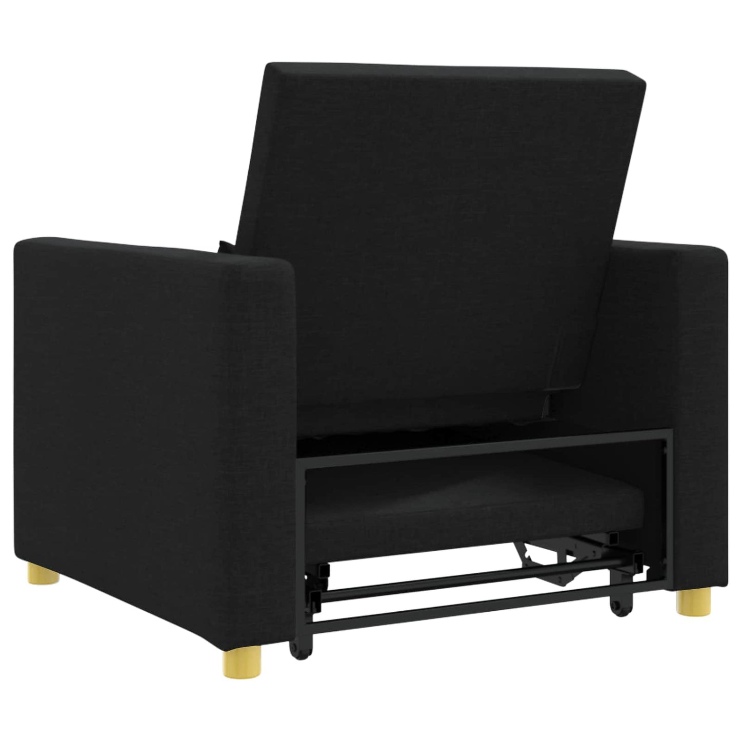 Utrækkelig sovesofa enkelt med hjul Sort 90 x 165 x 87 cm Stof