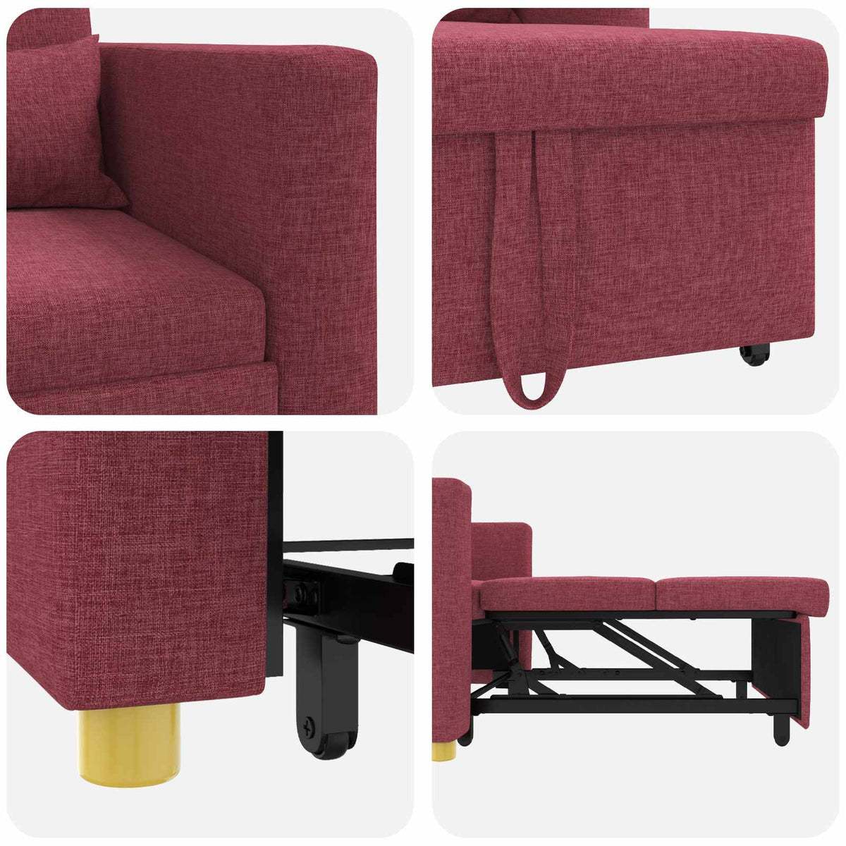 Utrækkelig sovesofa enkelt Vinrød 90 x 165 x 87 cm Stof