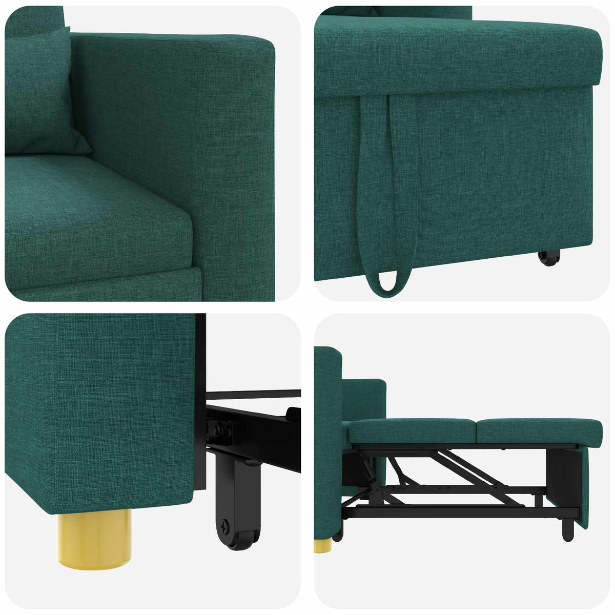 Utrækkelig sovesofa enkelt Mørkegrøn 90 x 165 x 87 cm Stof
