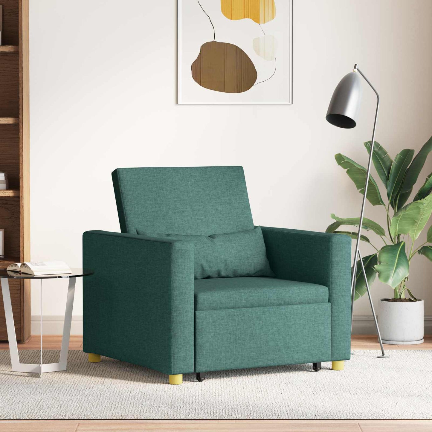 Utrækkelig sovesofa enkelt Mørkegrøn 90 x 165 x 87 cm Stof