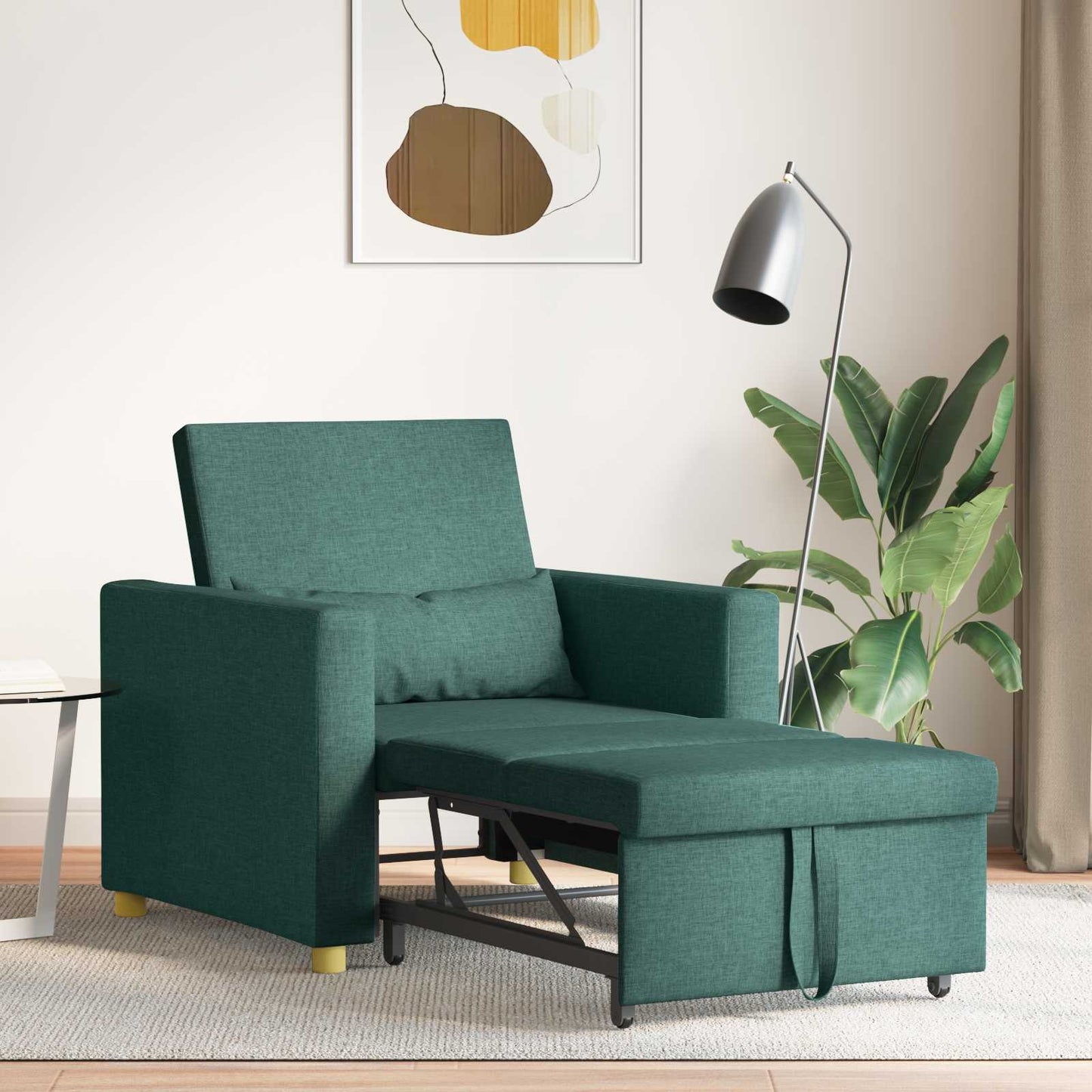 Utrækkelig sovesofa enkelt Mørkegrøn 90 x 165 x 87 cm Stof