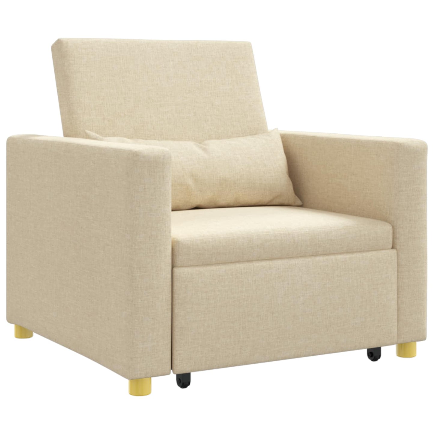 Utrækkelig sovesofa enkelt med hjul Creme 90 x 165 x 87 cm Stof