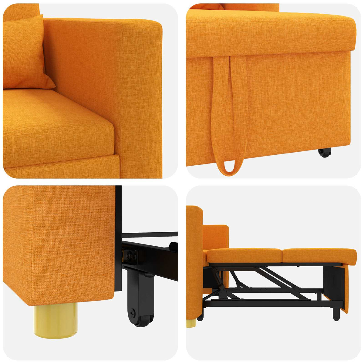 Utrækkelig sovesofa enkelt Mørkegul 90 x 165 x 87 cm Stof