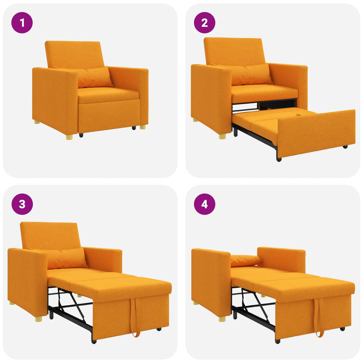 Utrækkelig sovesofa enkelt Mørkegul 90 x 165 x 87 cm Stof