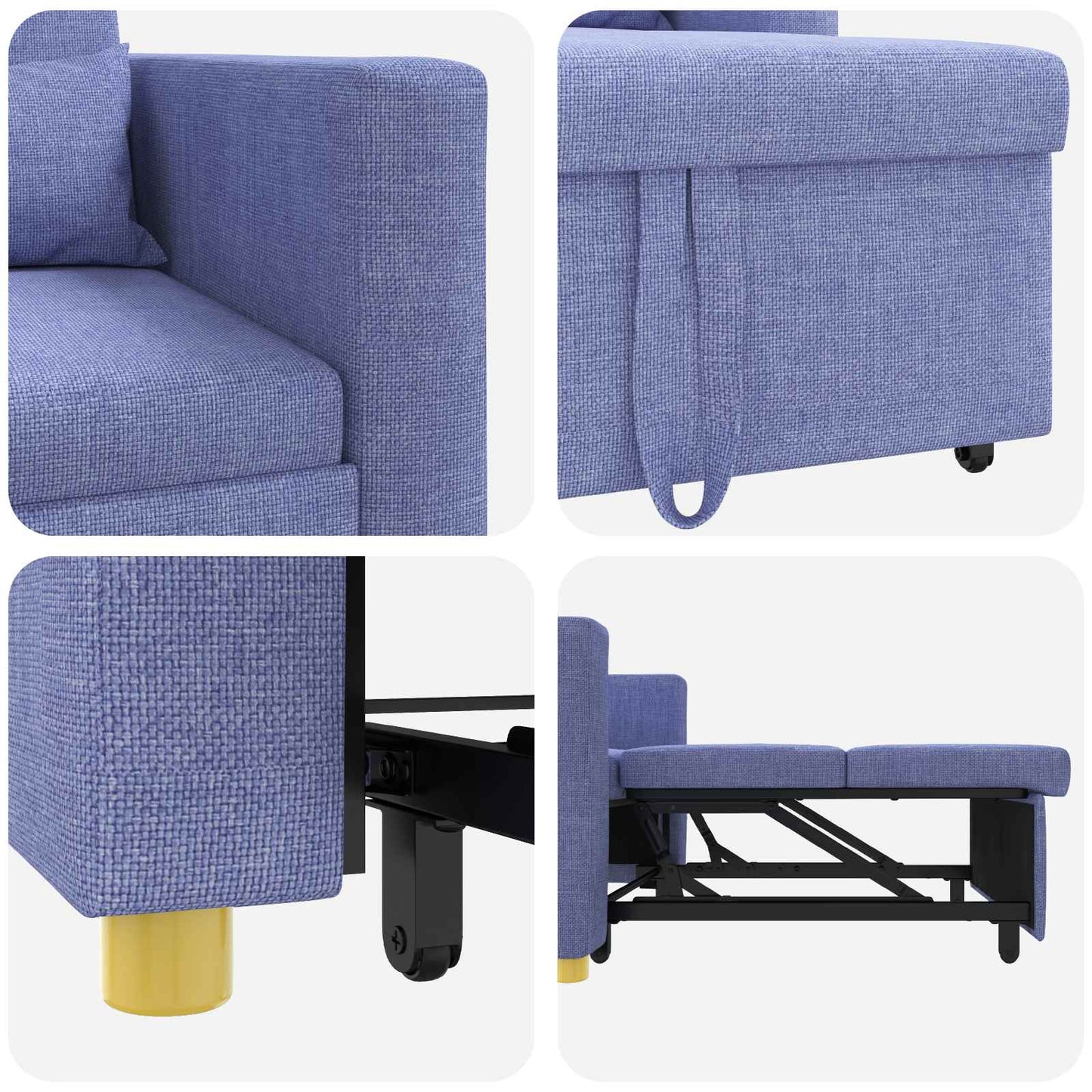 Utrækkelig sovesofa enkelt Jeans Blå 90 x 165 x 87 cm Stof