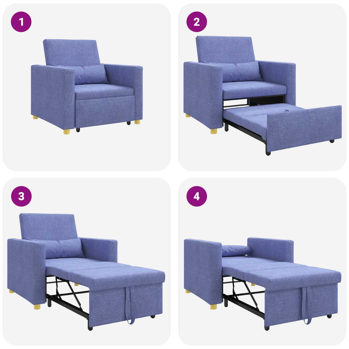Utrækkelig sovesofa enkelt Jeans Blå 90 x 165 x 87 cm Stof